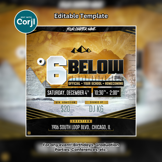 6 Degrees Below Party Flyer Editable Template