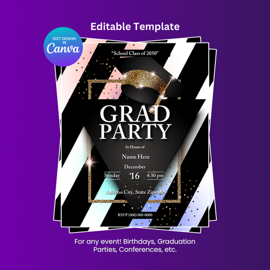 Graduation Party Flyer Editable Canva Template