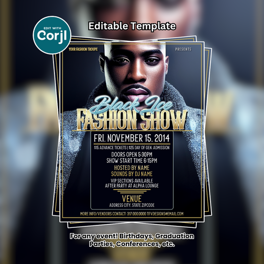 Black Ice Fashion Show Flyer Editable Template