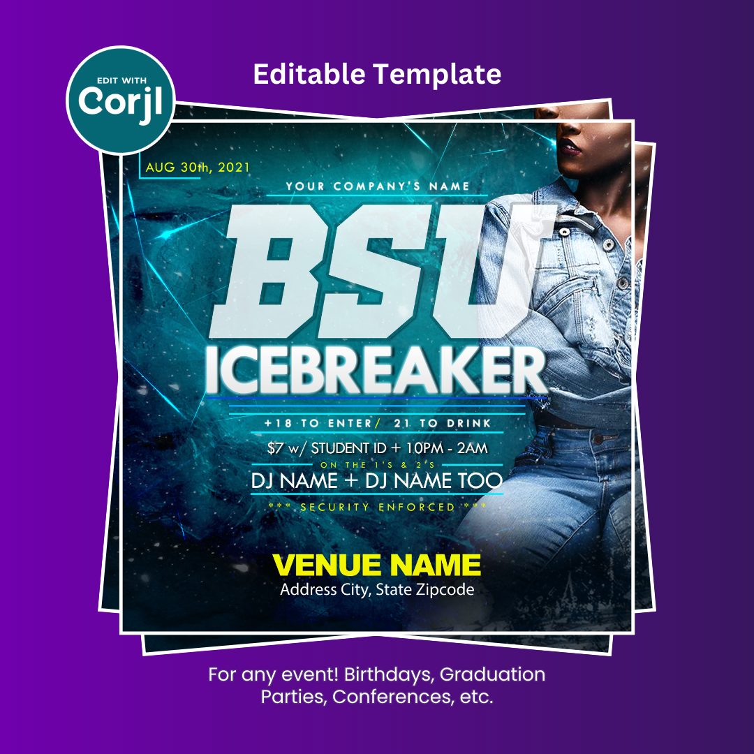 College Icebreaker Party Flyer Editable Template