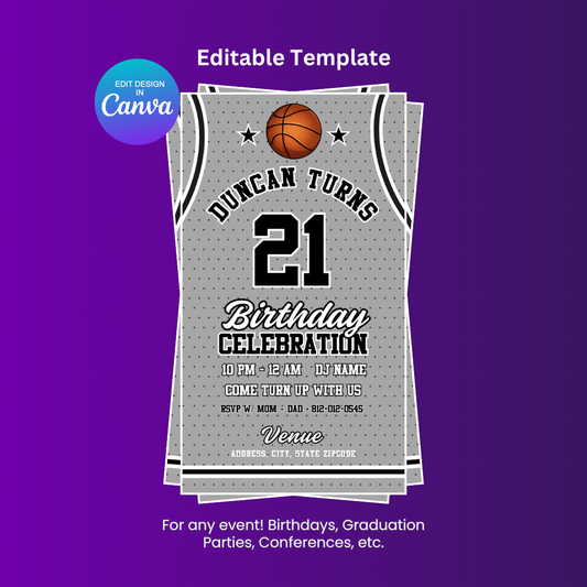 Spurs Birthday Invitation Editable Canva Template (Vertical)