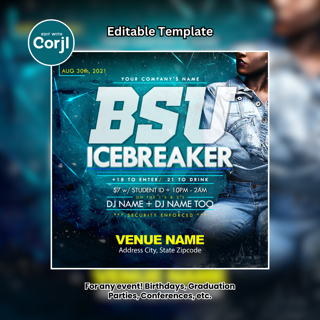 College Icebreaker Party Flyer Editable Template