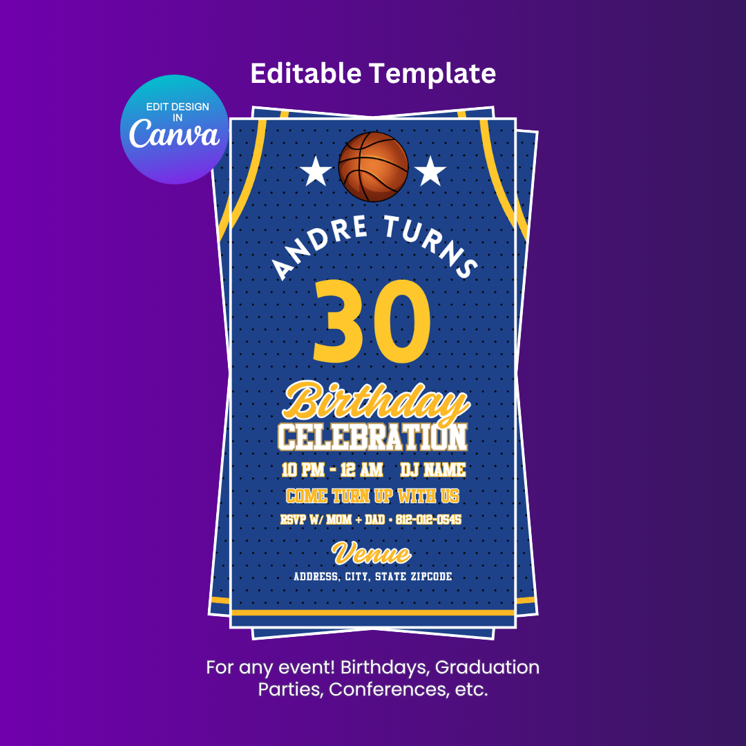 Warriors Birthday Flyer Editable Canva Template (Vertical)