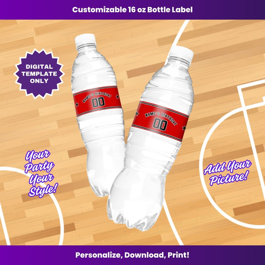 Bulls 16oz Water Bottle Labels – Editable Template (Canva Design)