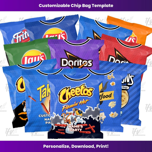 Magic Basketball Party Chip Bag Bundle - Editable Canva Template