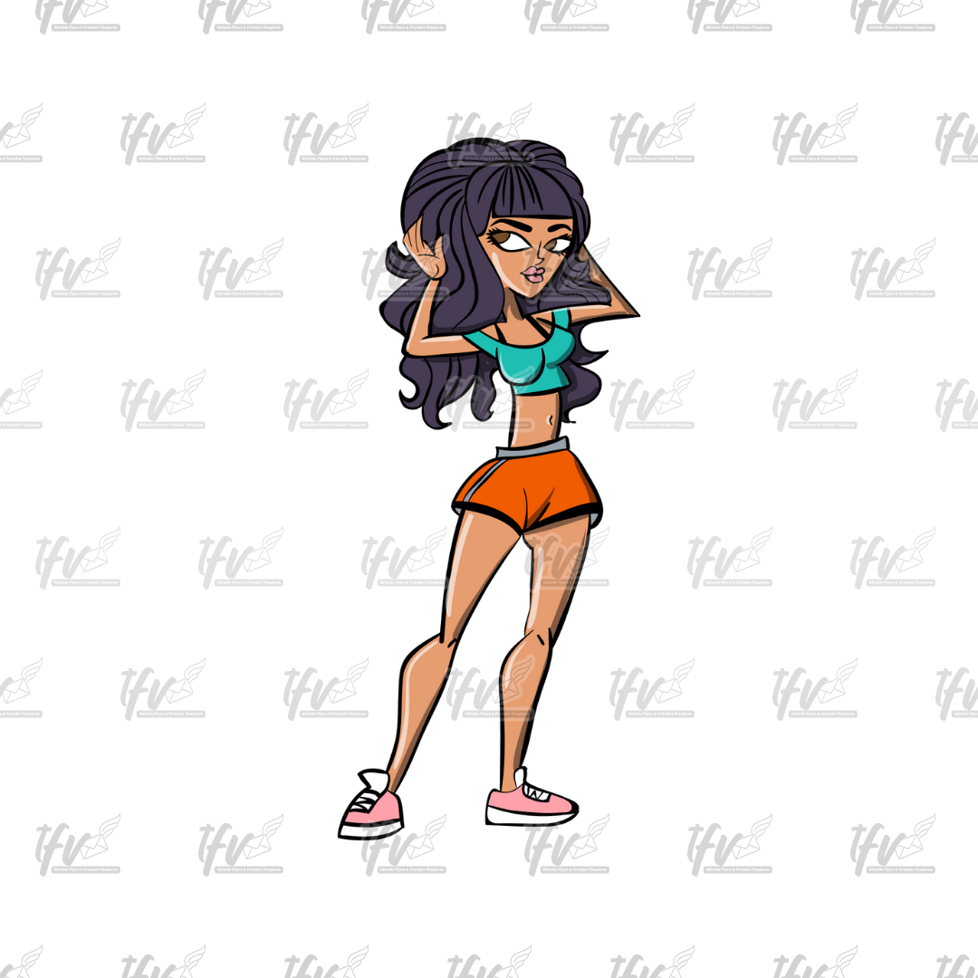 Twerk Dance Cartoon Clip Art (PNG File)