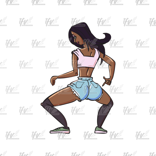 Twerk Dance Cartoon Clip Art (PNG File)