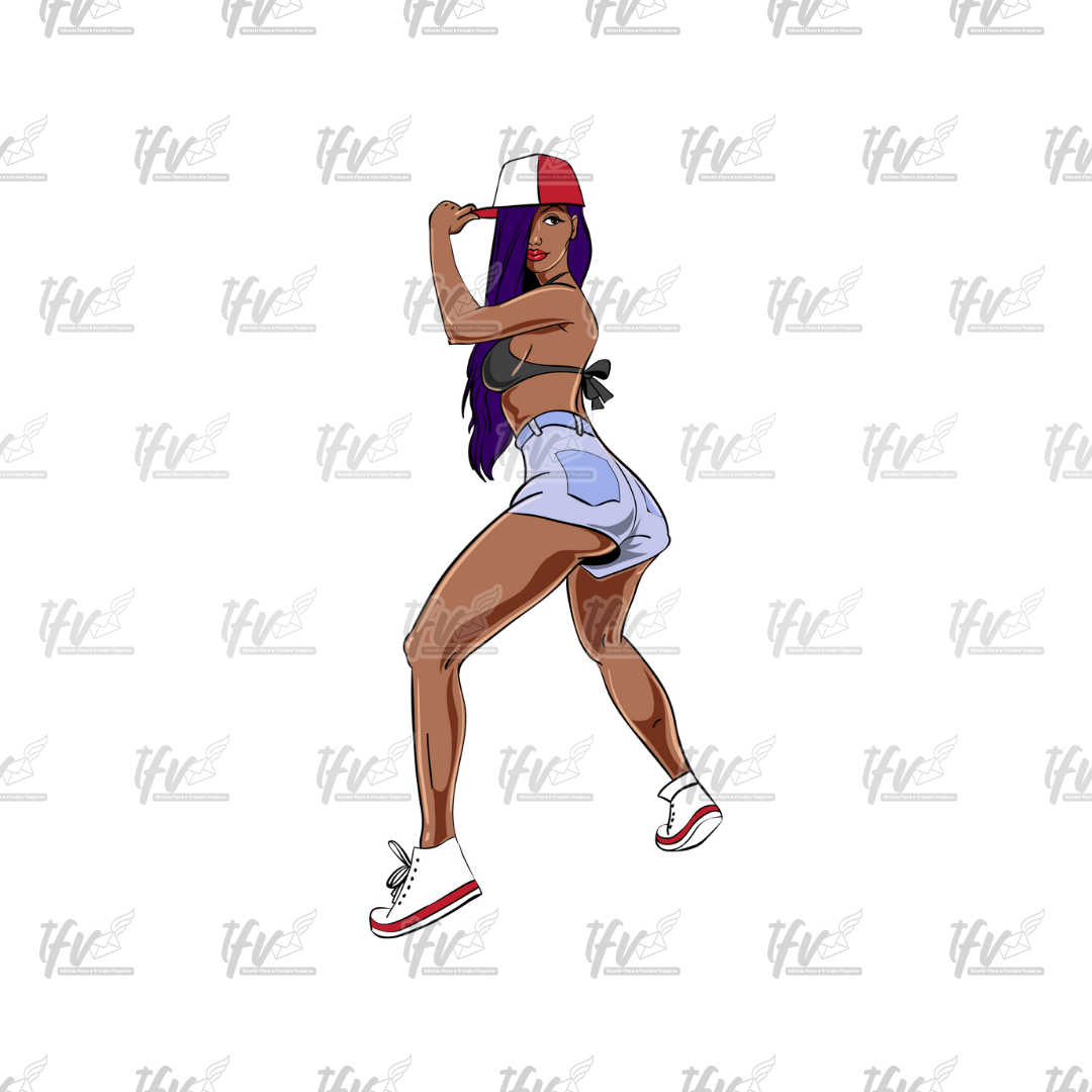 Twerk Dance Cartoon Clip Art (PNG File)