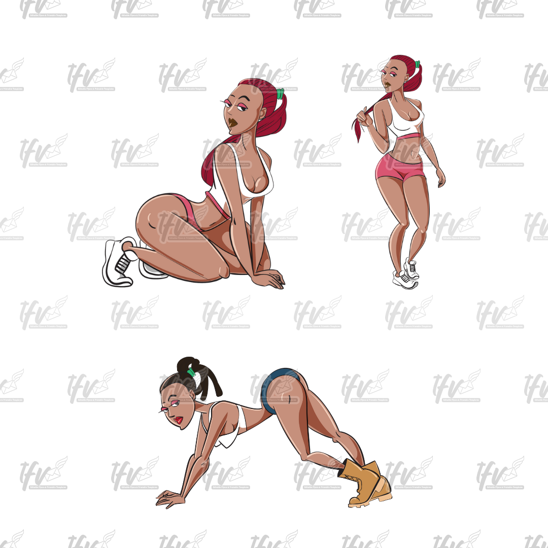 Dancer Clip Art, Twerking Clip Art, Twerk Emote Illustration