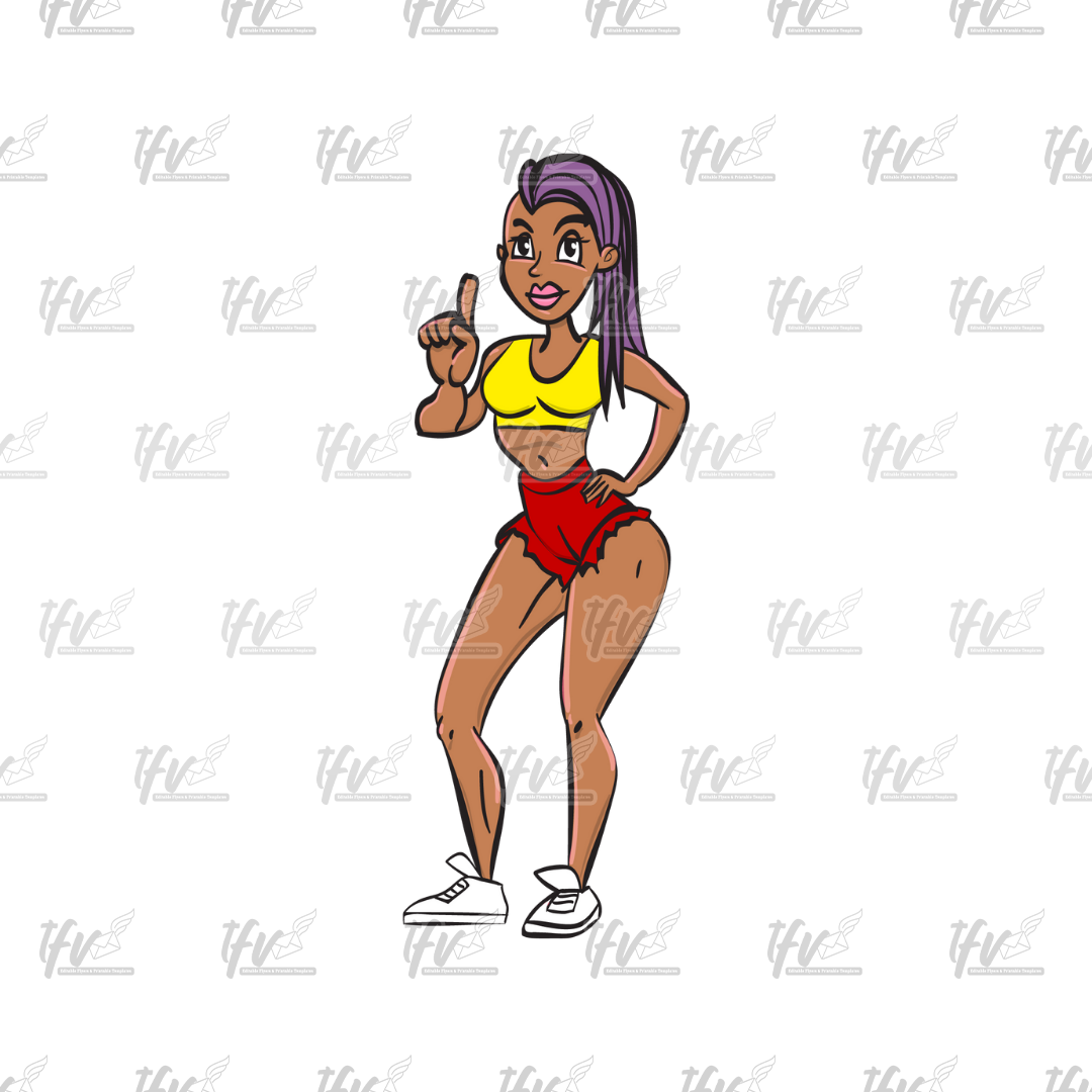 Twerk Dance Cartoon Clip Art (PNG File)