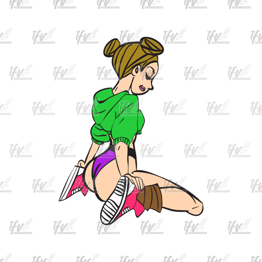 Twerk Dance Cartoon Clip Art (PNG File)