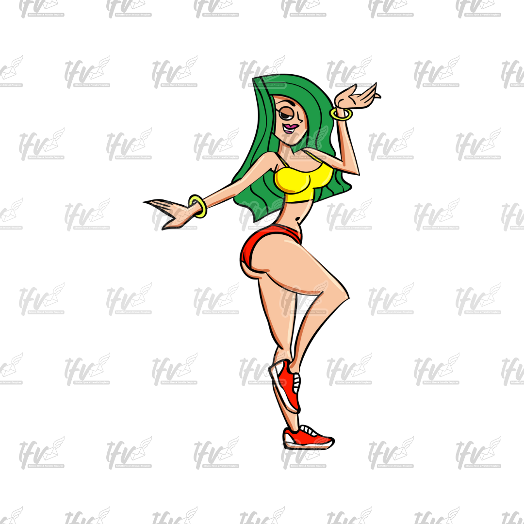 Twerk Dance Cartoon Clip Art (PNG File)