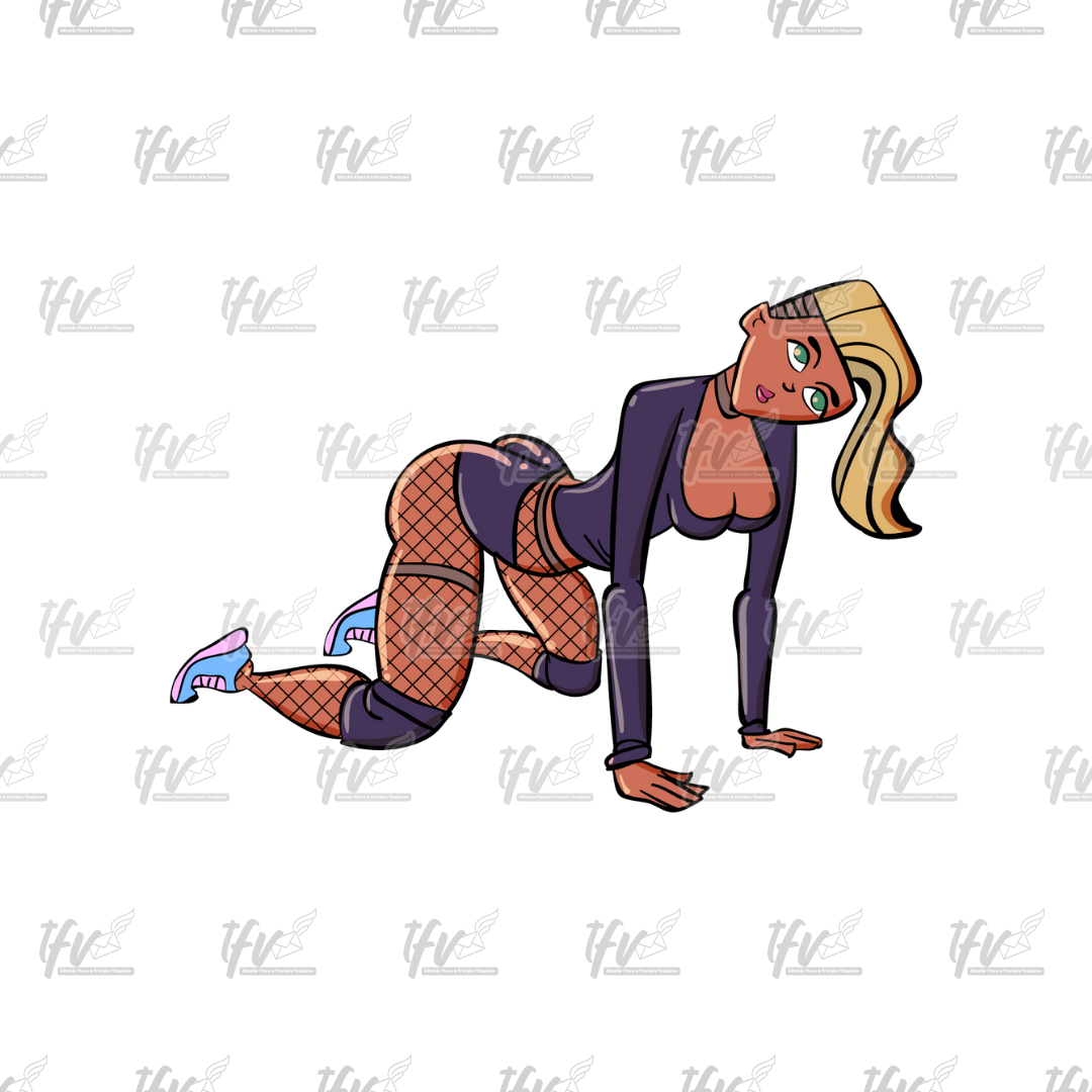 Twerk Dance Cartoon Clip Art (PNG File)