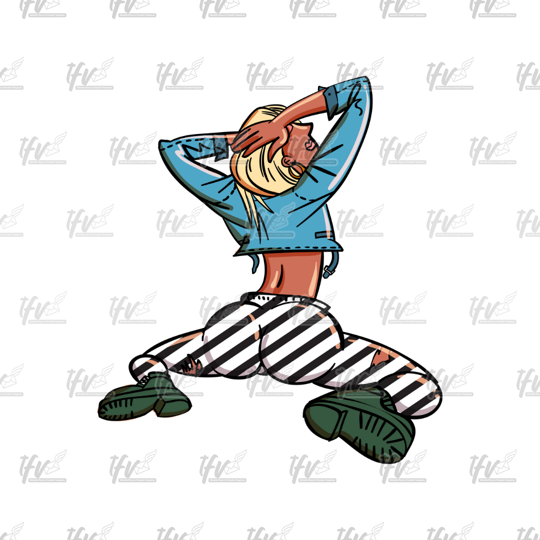 Twerk Dance Cartoon Clip Art (PNG File)
