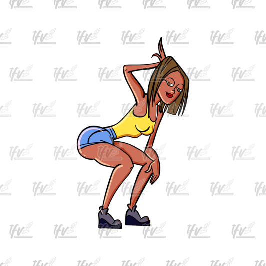 Twerk Dance Cartoon Clip Art (PNG File)