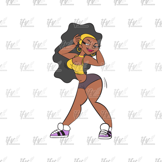 Twerk Dance Cartoon Clip Art (PNG File)