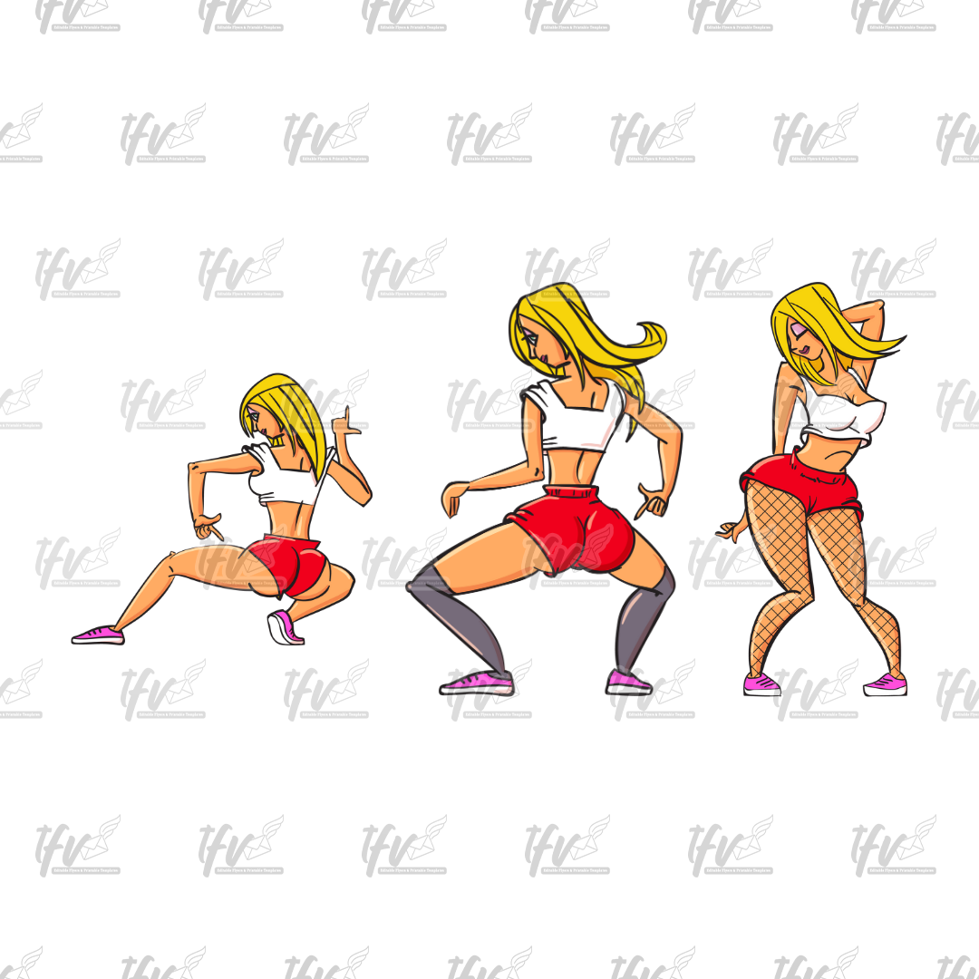 Dancer Clip Art, Twerking Clip Art, Twerk Emote Illustration