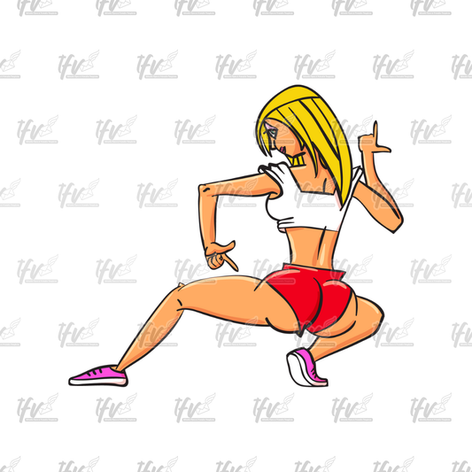 Twerk Dance Cartoon Clip Art (PNG File)