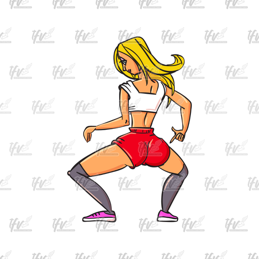 Twerk Dance Cartoon Clip Art (PNG File)