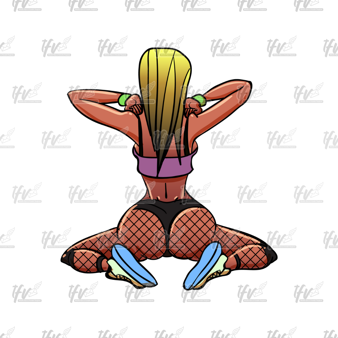 Twerk Dance Cartoon Clip Art (PNG File)