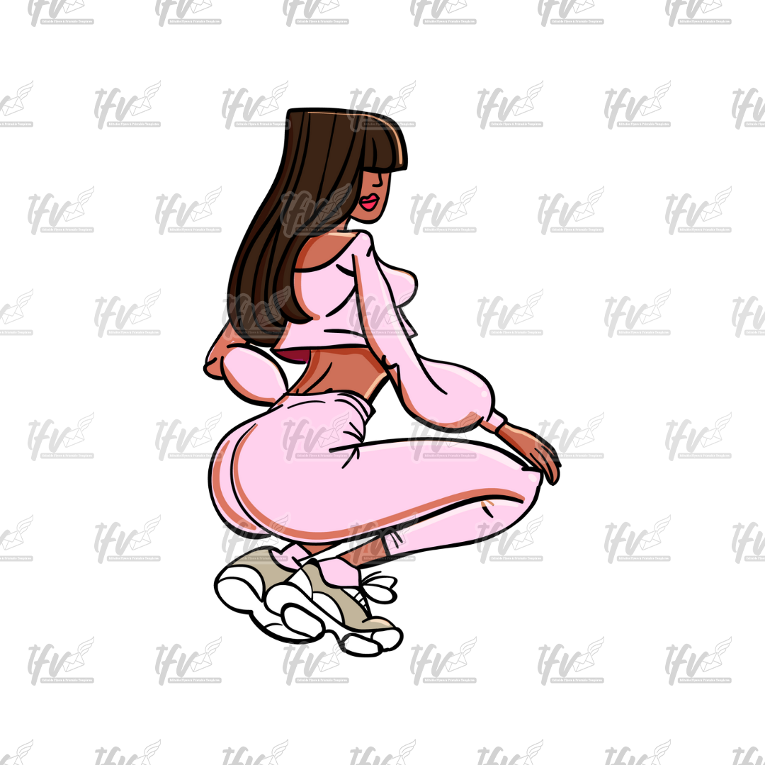 Twerk Dance Cartoon Clip Art (PNG File)