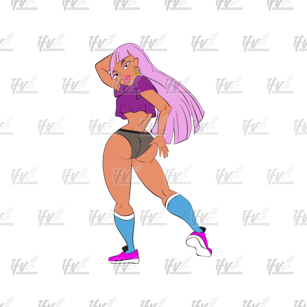 Twerk Dance Cartoon Clip Art (PNG File)
