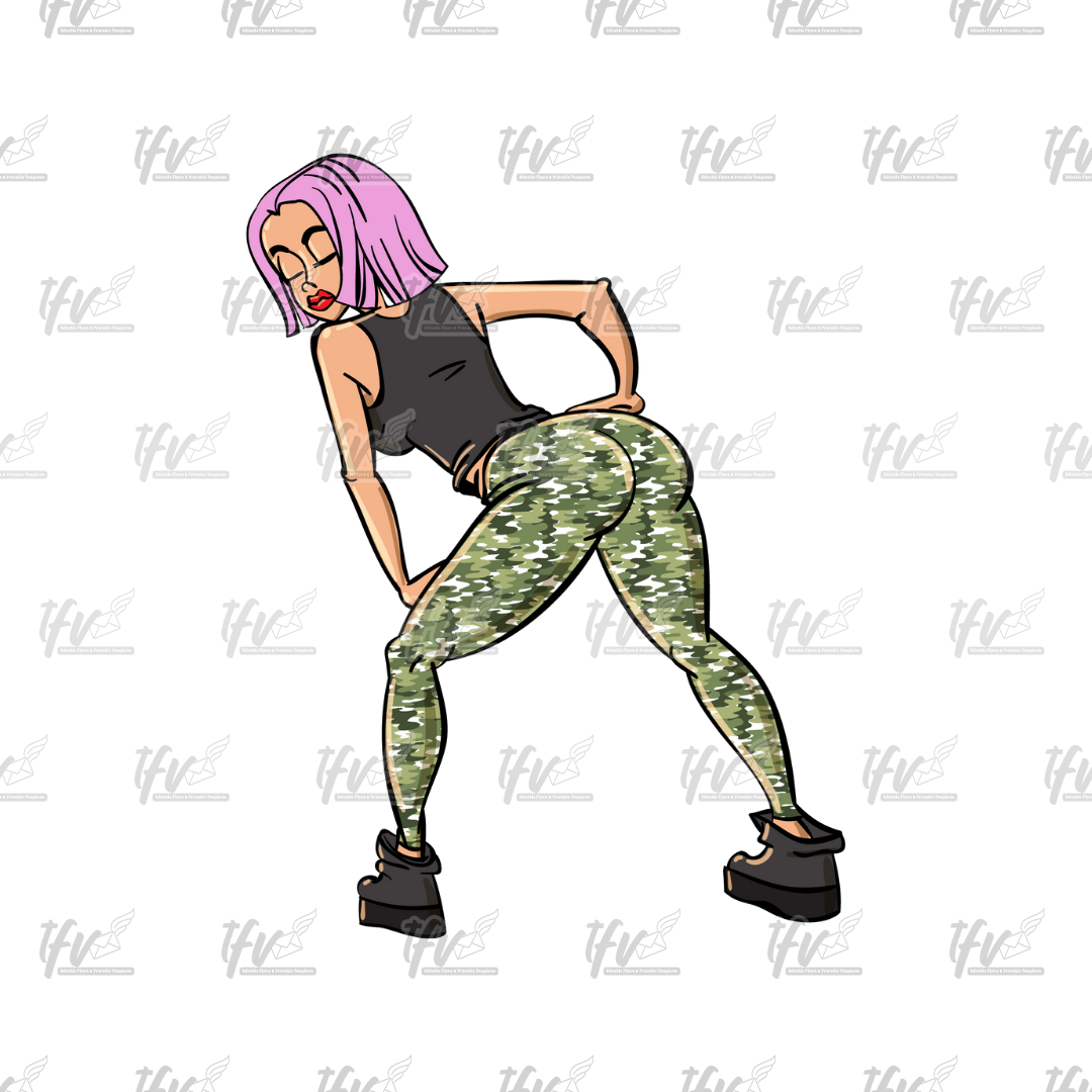 Twerk Dance Cartoon Clip Art (PNG File)