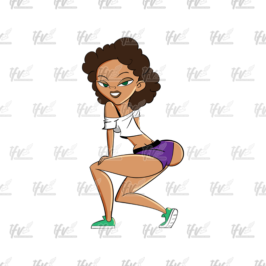 Twerk Dance Cartoon Clip Art (PNG File)