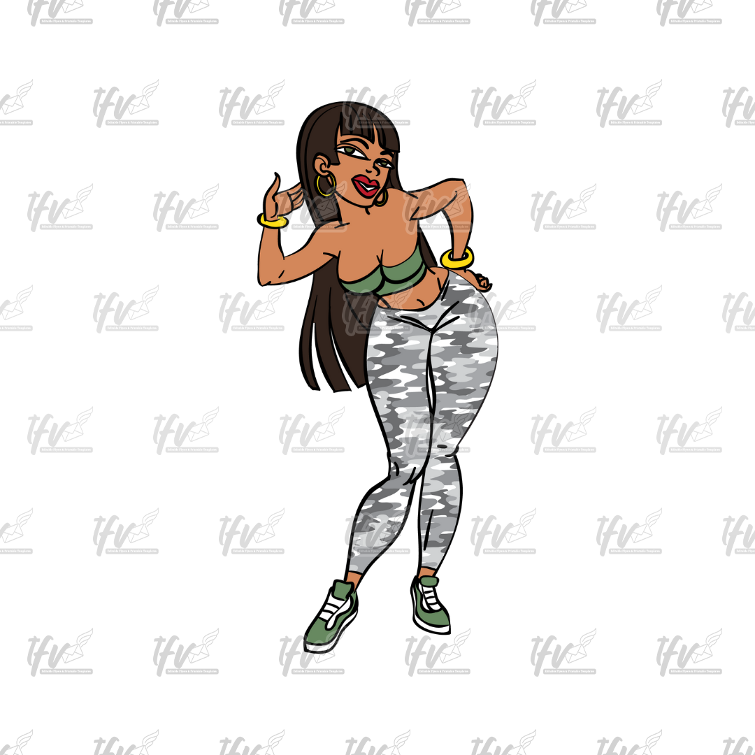 Twerk Dance Cartoon Clip Art (PNG File)