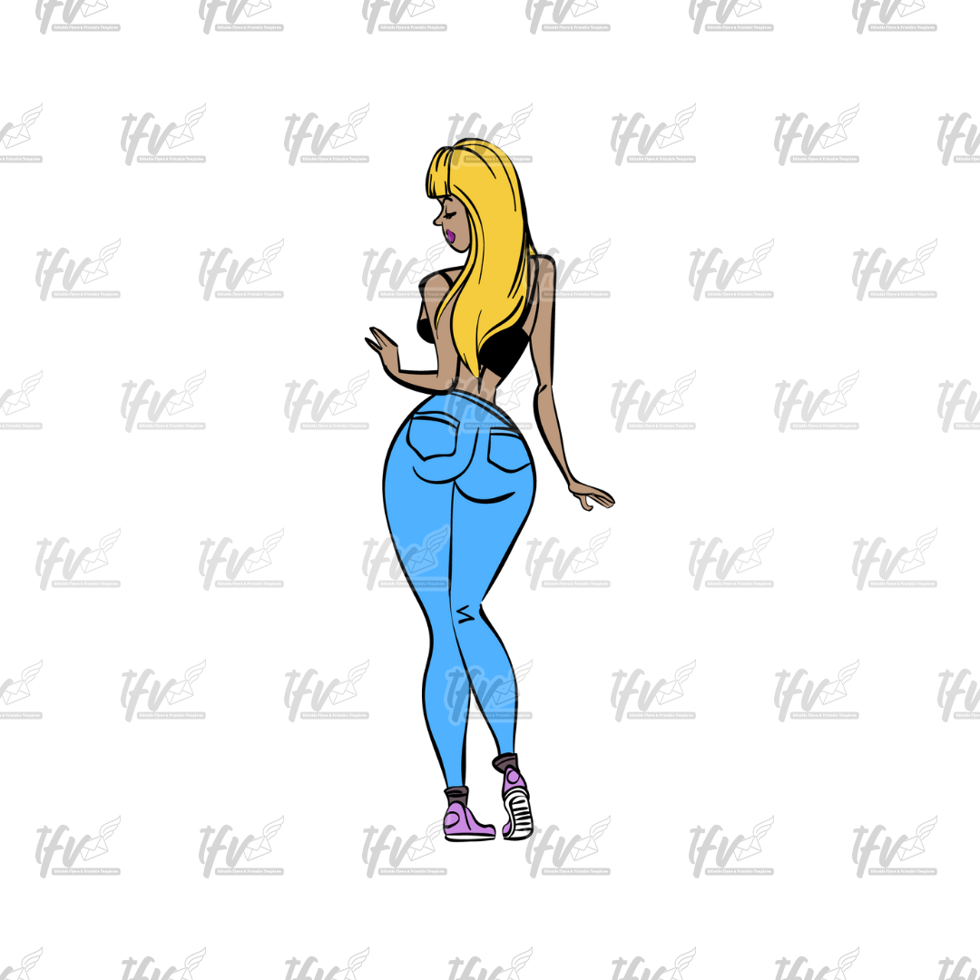 Twerk Dance Cartoon Clip Art (PNG File)