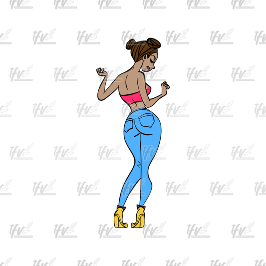 Twerk Dance Cartoon Clip Art (PNG File)