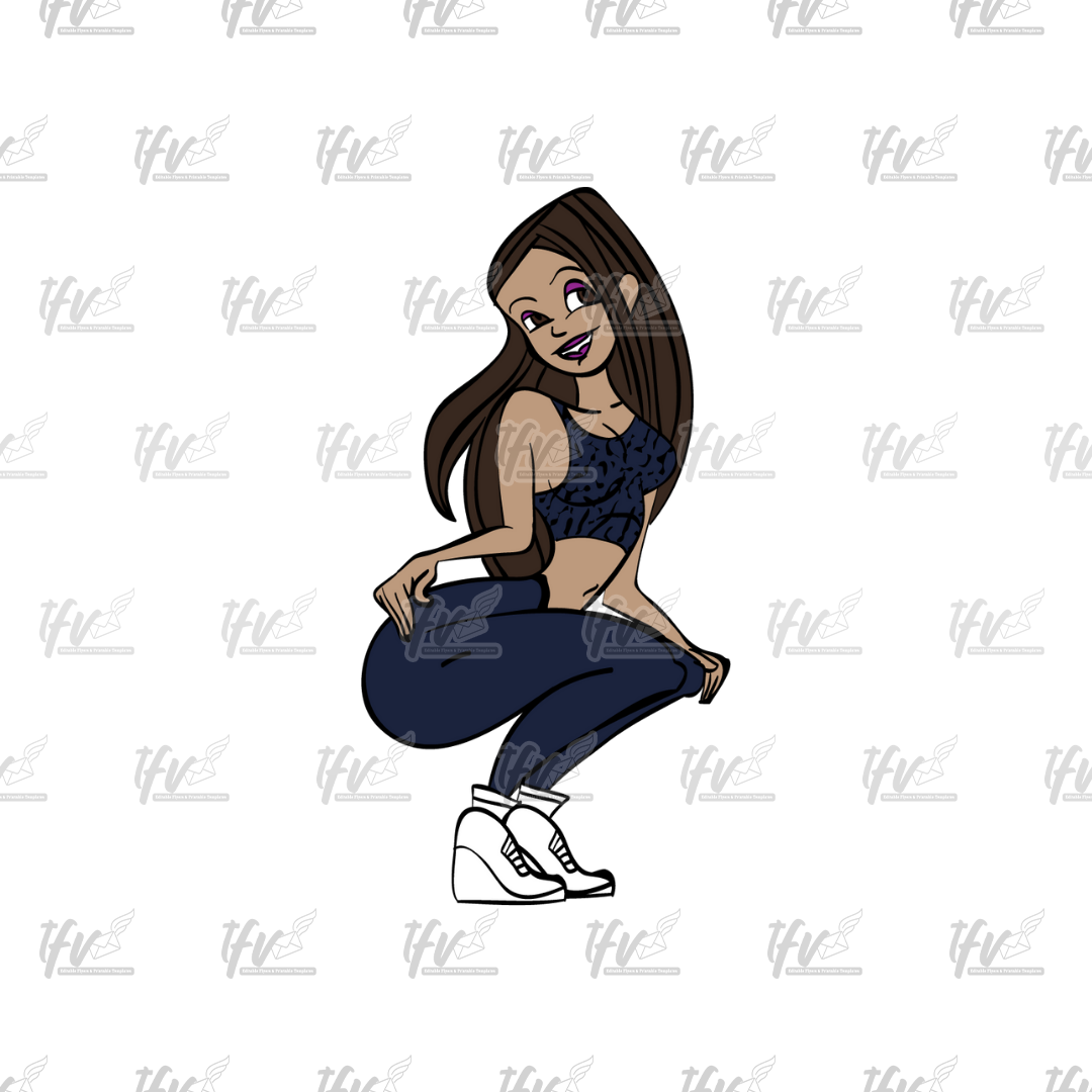 Twerk Dance Cartoon Clip Art (PNG File)