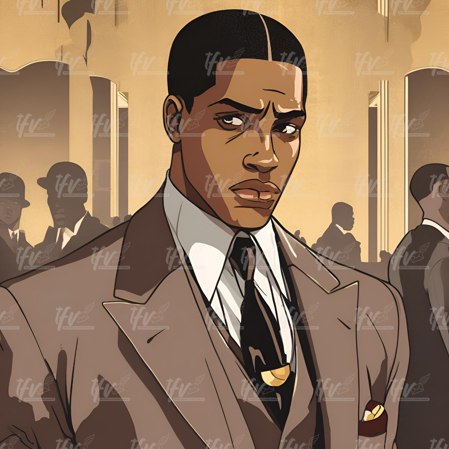 Alpha Phi Alpha Man Wearing Suit Inspired Digital Illustration