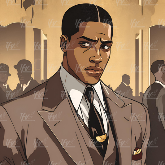 Alpha Phi Alpha Man Wearing Suit Inspired Digital Illustration