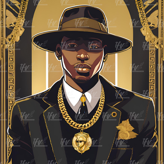 Alpha Phi Alpha Man Wearing Black Hat Inspired Digital Illustration