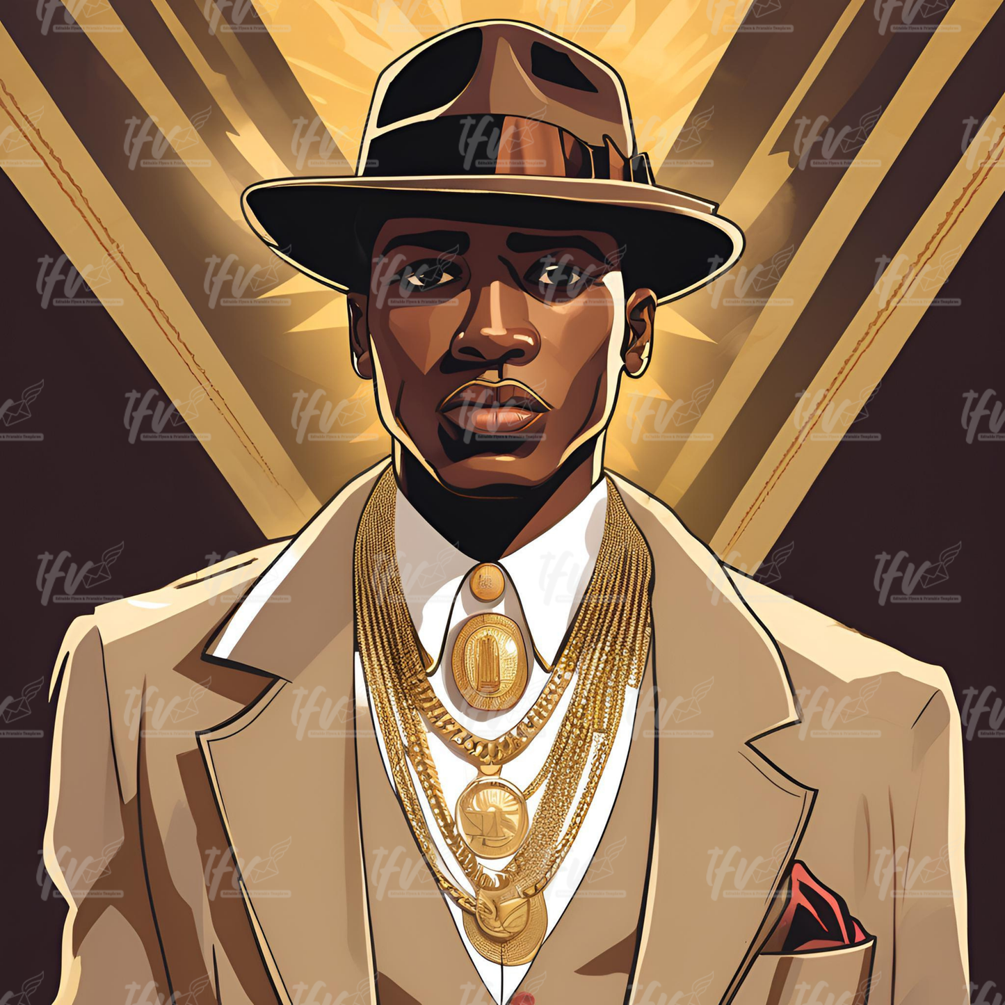 Alpha Phi Alpha Man Wearing Brown Hat Inspired Digital Illustration