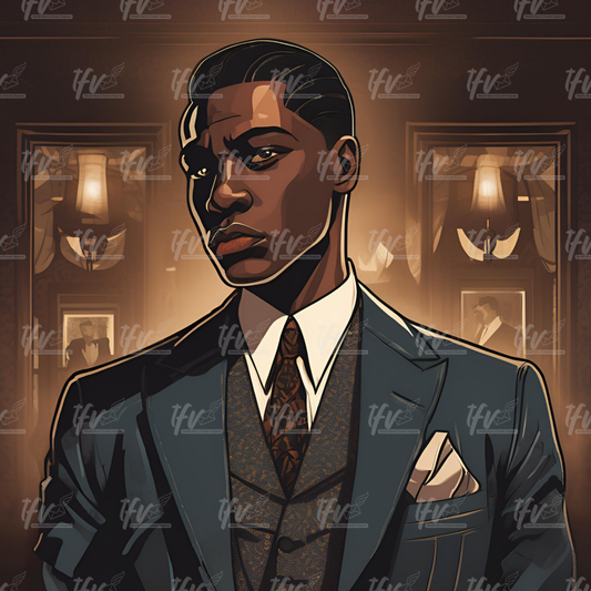 Alpha Phi Alpha Man Wearing Black Suit Inspired Digital Illustration