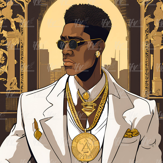 Alpha Phi Alpha Man Wearing White Suit Inspired Digital Illustration