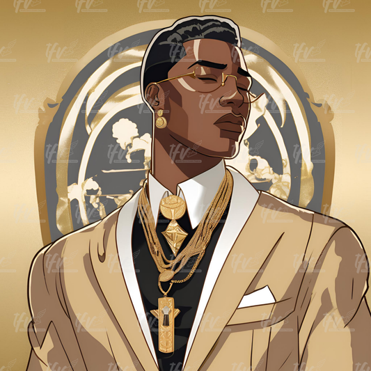 Alpha Phi Alpha Man Wearing Tan Suit Inspired Digital Illustration