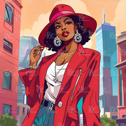 Delta Sorority Woman Red Hat Digital Illustration