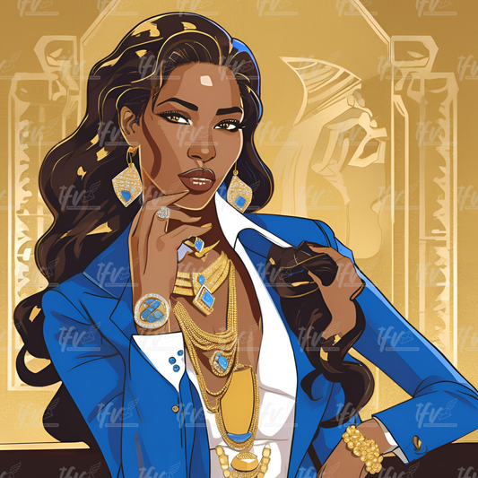 Blue Suit Sigma Gamma Soror Insipired Digital Illustration