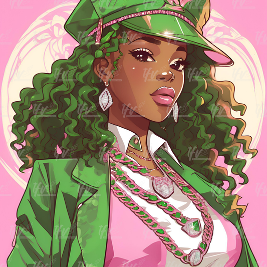 Pretty AKA Sorority Woman Digital Illustration
