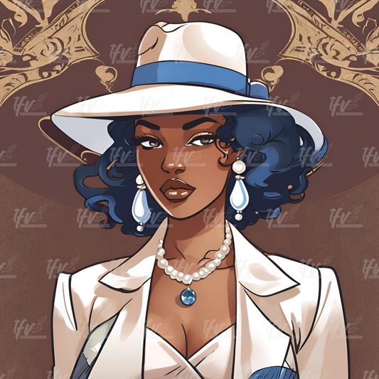 Zeta Sorority Woman White Hat Digital Illustration