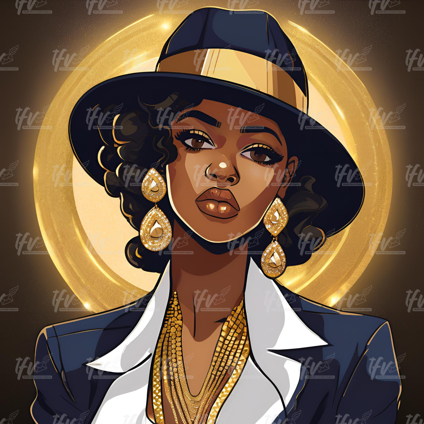 Sigma Sorority Woman Wearing Hat Digital Illustration