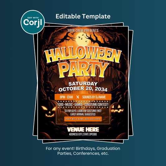 Haunted Halloween Party Flyer Editable Template