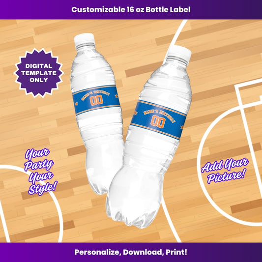 Knicks 16oz Water Bottle Labels – Editable Template (Canva Design)