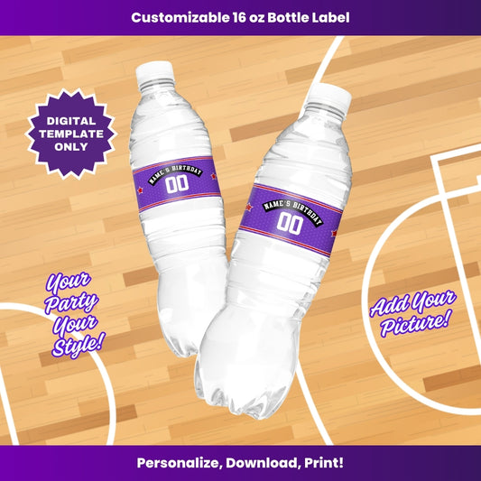 Raptors 16oz Water Bottle Labels – Editable Template (Canva Design)