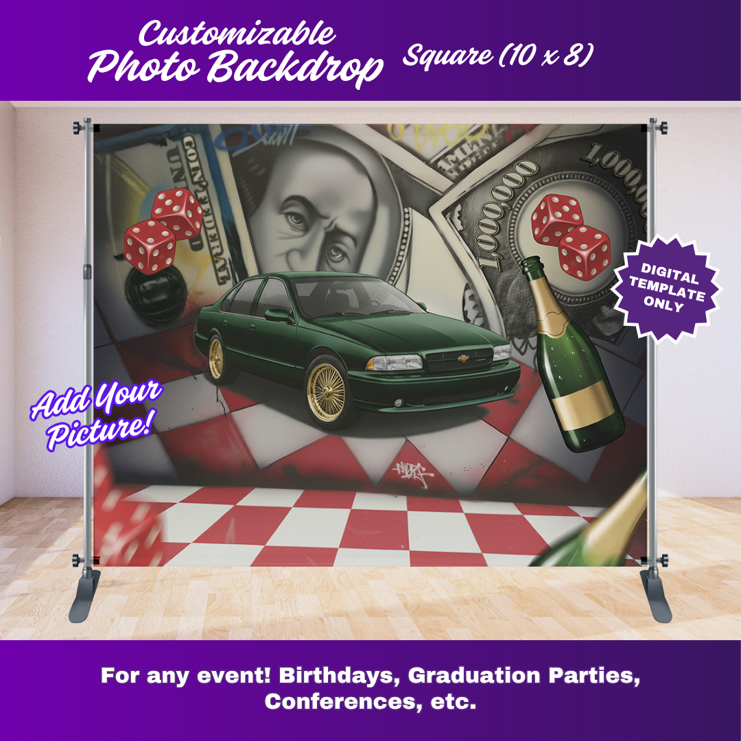 Mo Money Red Backdrop Editable Template (10x8 ft)