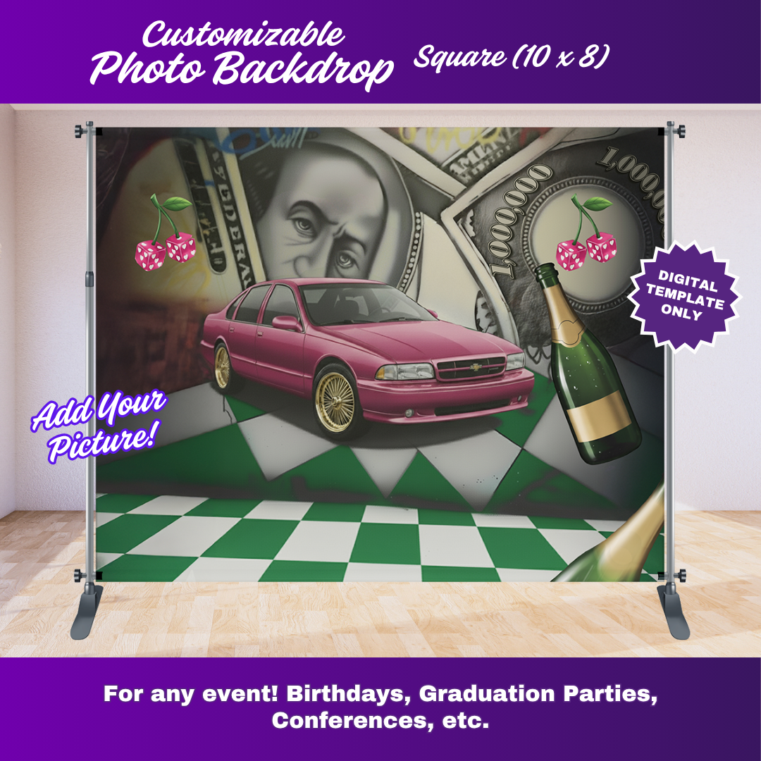 Mo Money Pink Backdrop Editable Template (10x8 ft)