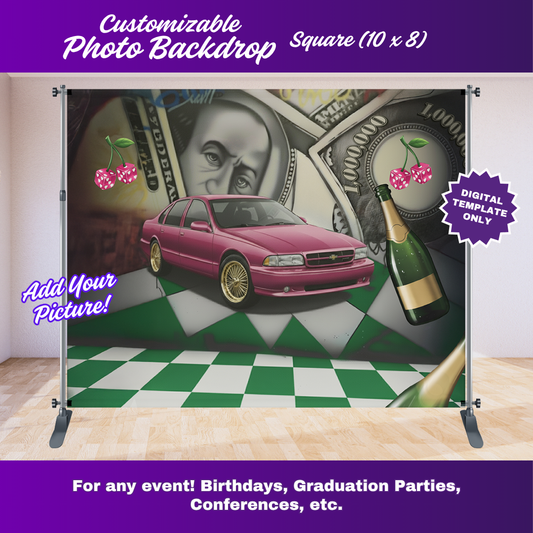 Mo Money Pink Backdrop Editable Template (10x8 ft)